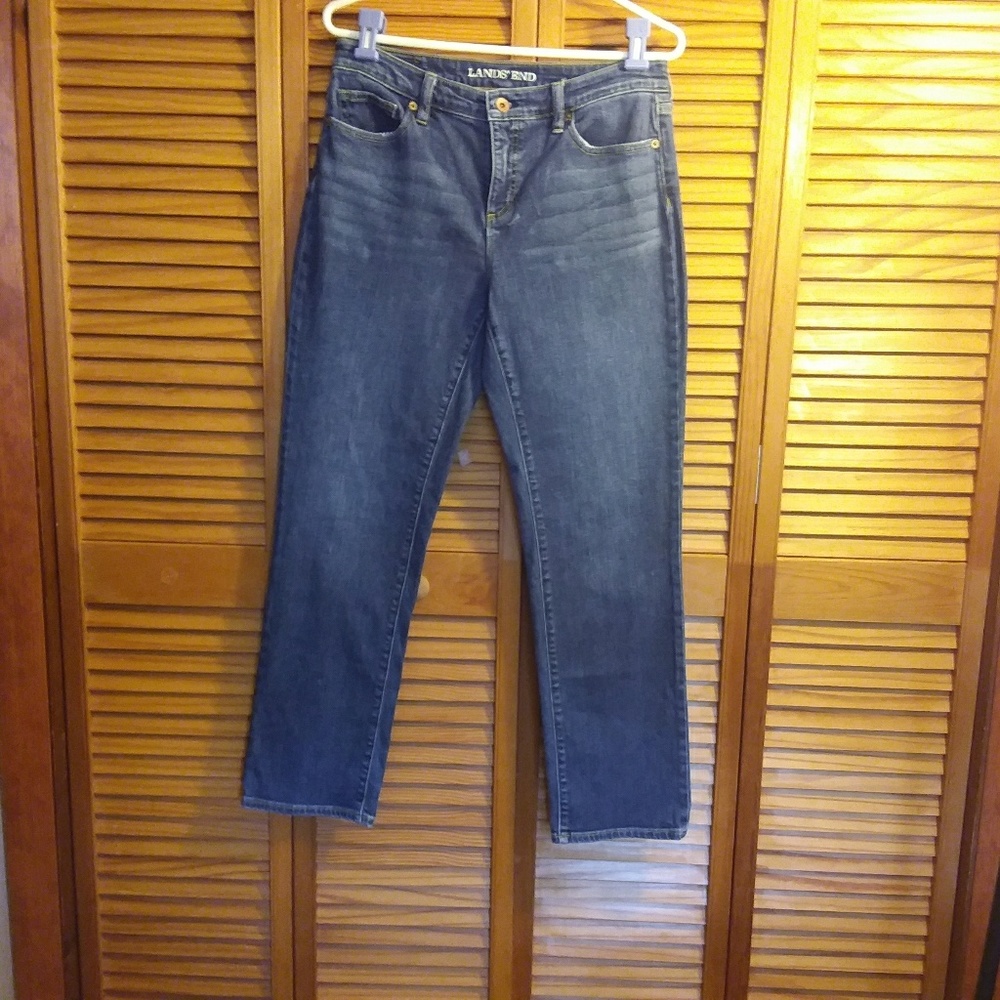 Land's End Women's Midrise Straight Leg Jeans.